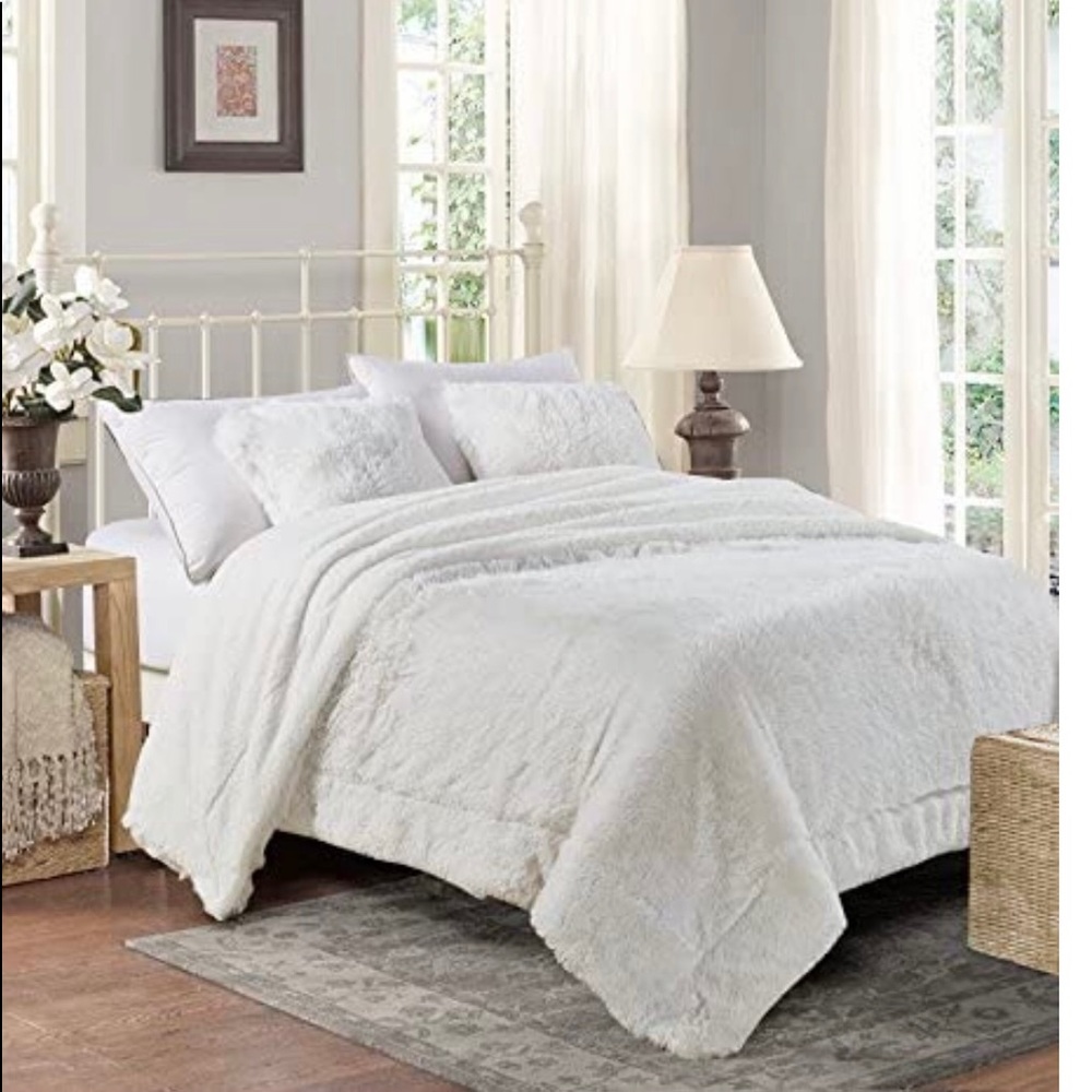 White Faux Fur King Blanket